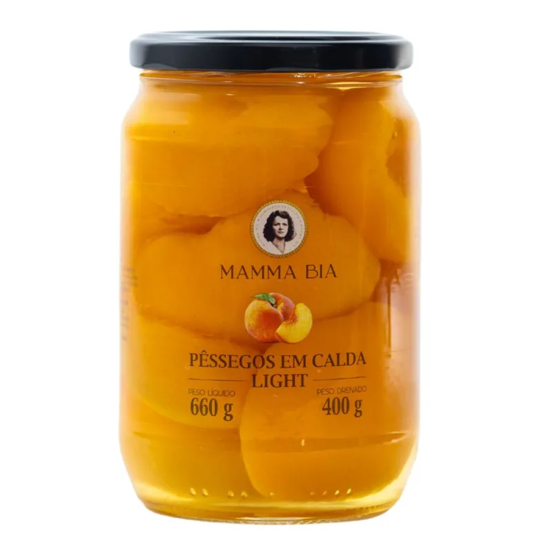 Pêssegos em Calda Grego Mamma Bia Light 660g - Mamma Bia - Importados