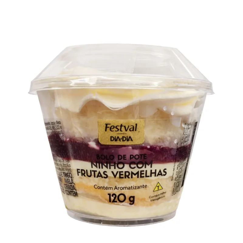 Bolo de Pote Ninho com Frutas Vermelhas Festval 120g - Festval - Padaria
