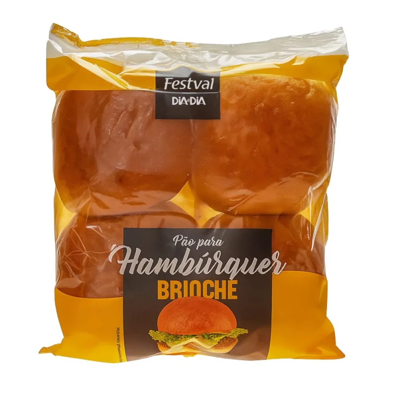 Pão de Hambúrguer Brioche Festval 280g - Festval - Padaria