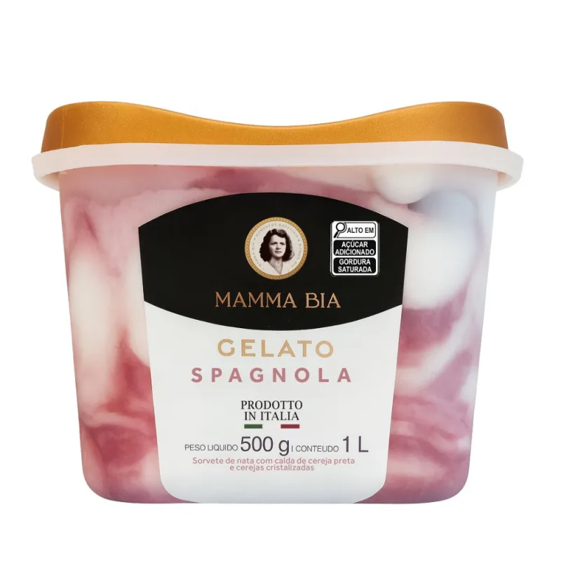 Sorvete Italiano Nata com Calda de Cereja Mamma Bia 1L - Mamma Bia - Sorvete