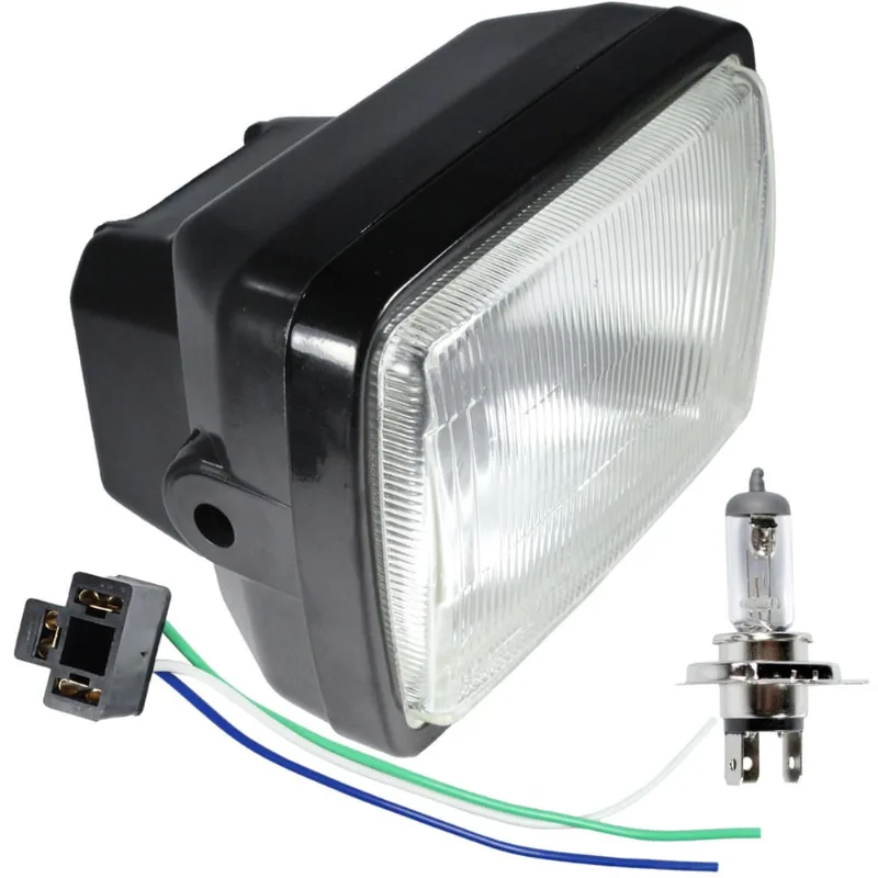Farol completo CG125 Titan Today 1989 a 1999 aro preto lente de vidro com lâmpada bloco globo optico
