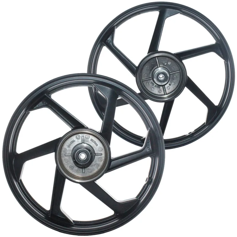 Par de rodas de alumínio liga leve freio a tambor C100 Biz Biz100 Biz110 Biz125 com rolamento - Não Disponível - Automotivo