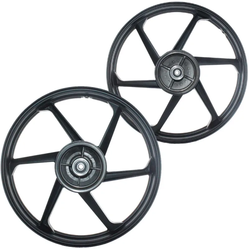 Par de rodas de alumínio liga leve freio a tambor CG125 Fan 2009 a 2018 com rolamentos - Não Disponível - Automotivo