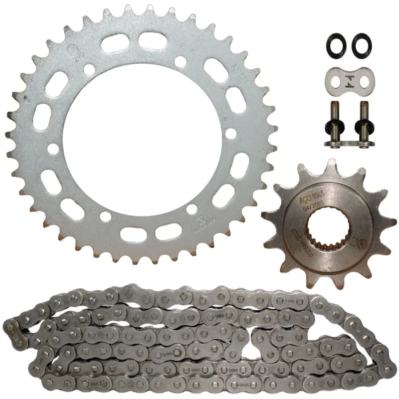 Kit relação transmissão tração XTZ250 Lander 2009 em diante XTZ250 Tenere 2011 em diante XTZ250X Motard com retentor - Não Disponível - Automotivo