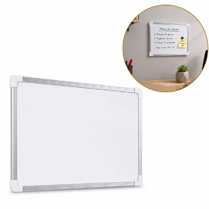 Lousa Magnética Quadro Branco Dupla Face 20x30cm Superfície Metal Multiuso Anotações Planejamento - OUTRAS - Agro