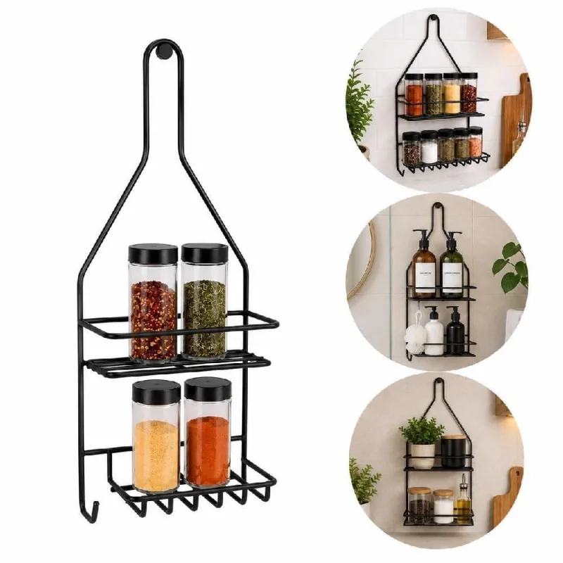 Porta Shampoo Duplo Suporte Organizador de Parede Multiuso Aço com Pintura Anticorrosão Banheiro - OUTRAS - Agro
