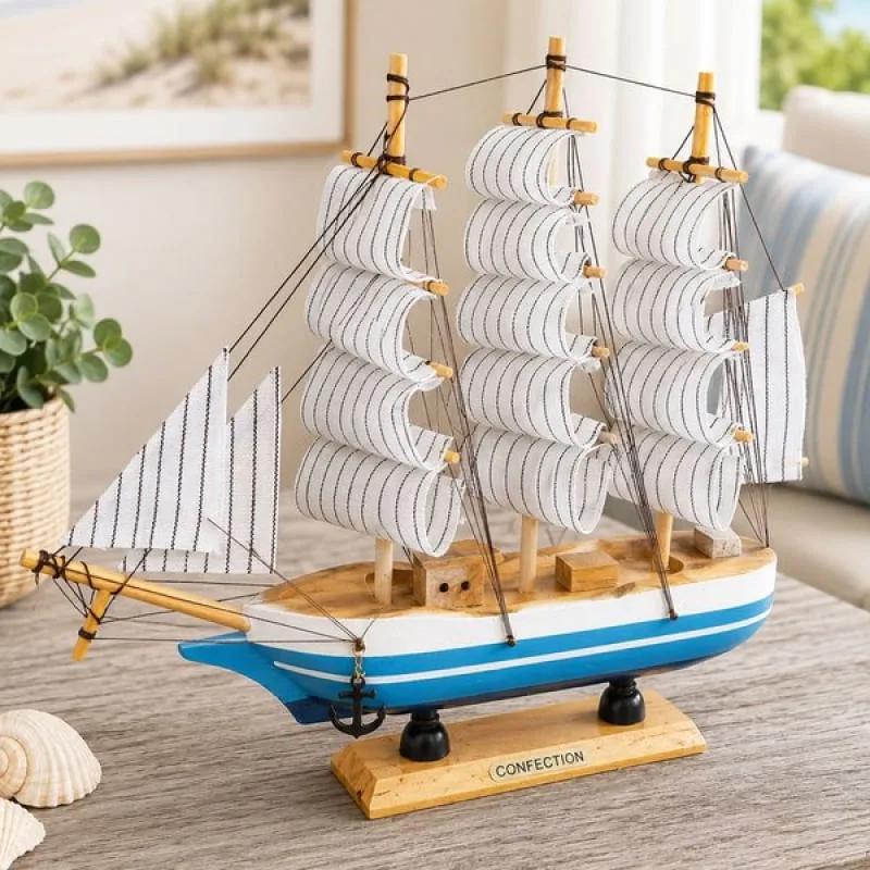 Barco Navio Caravela Miniatura Enfeite Casa Praia Artesanal B - Genérico - Casa E Construção