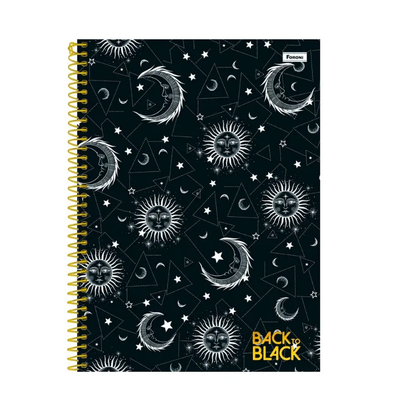 Caderno Foroni Back To Black Espiral Capa Dura 1x4 80 Folhas