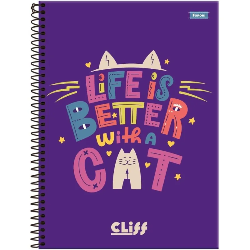 CADERNO 1X1 CAPA DURA CLIFF FEMINI 80FLS FORONI - FORONI - Papelaria