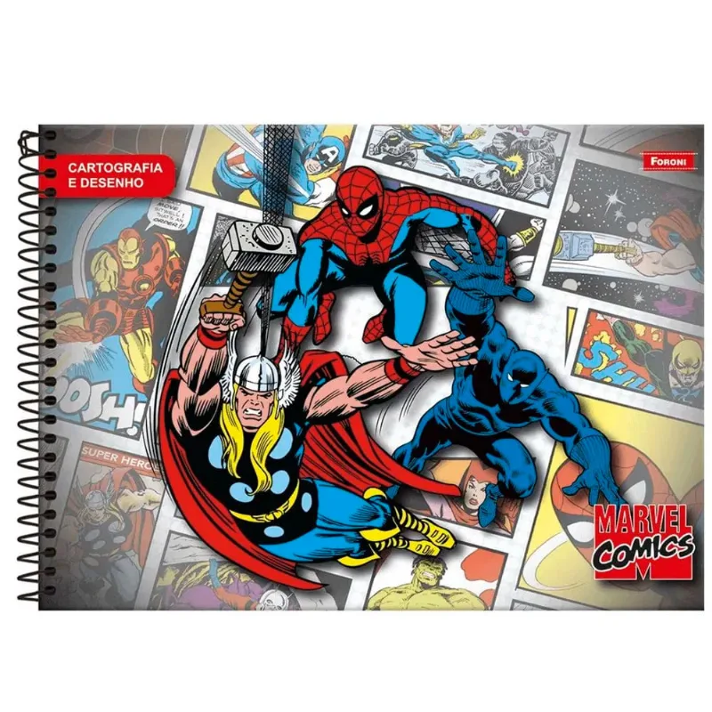 Caderno Foroni Cartografia Marvel Comics Capa Dura 80 Folhas