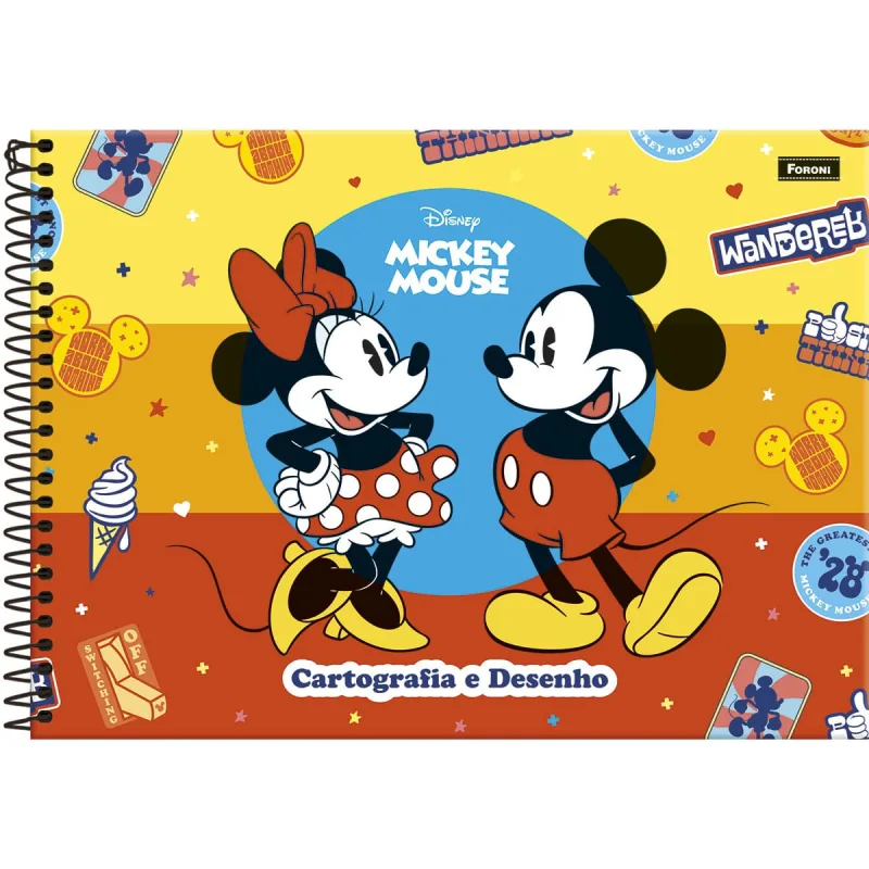 CADERNO CARTOGRAFIA MICKEY VINT C/ 80 FOLHAS - SORTIDO - FORONI - Material-escolar