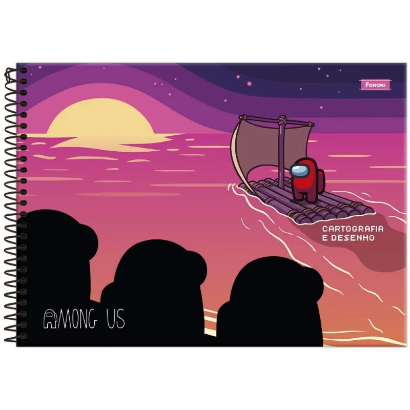 Caderno Cartografia 80 Folhas Capa Dura Among Us