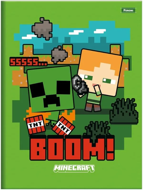 Caderno Brochurão 80 Folhas Foroni Minecraft Capa Dura - Foroni - Papelaria