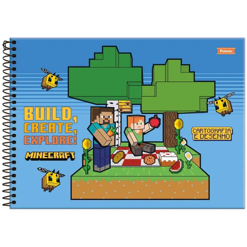 Caderno Cartografia 80 Folhas Minecraft Adventure Club