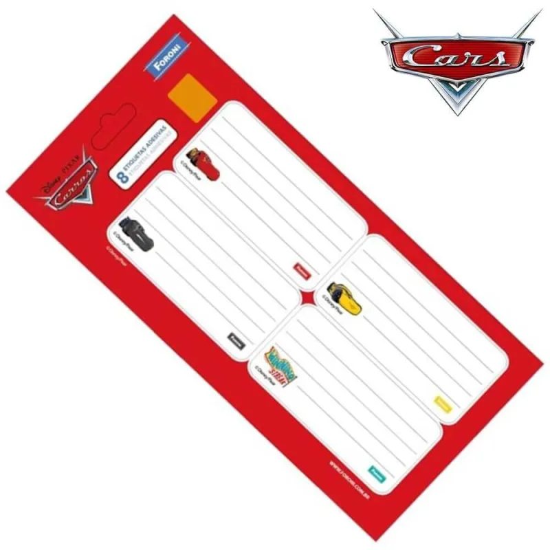 Etiqueta Escolar Adesiva Carros com 8 Unidades - Foroni - FORONI - Moda