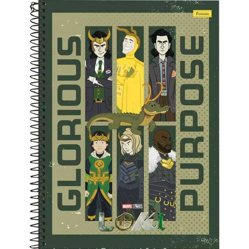 Caderno Loki Marvel Foroni 80 Folhas un