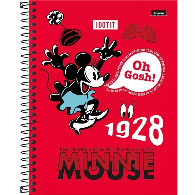 Caderno Universitário 10 Matérias Minnie Sortido 160 Folhas A4 Foroni Capa Dura - Foroni - Papelaria