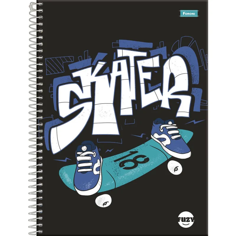 Caderno Fuzy Skater - 80 Folhas - Foroni - Não Disponível - Papelaria