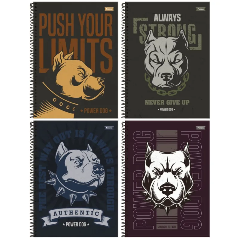 Caderno Espiral Capa Dura 10x1 - 160 Folhas - Power Dog - Foroni - FORONI - Brinquedos
