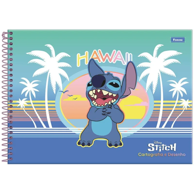 Caderno Cartografia 80 Folhas Stitch Disney - LC - Papelaria