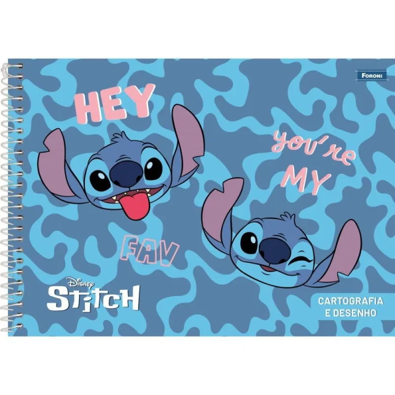 Caderno Desenho UNIV Capa Dura STITCH 80FLS. - FORONI - Papelaria