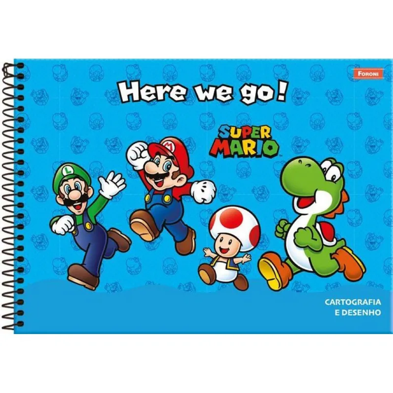 Caderno Cartografia 80 Folhas Super Mario