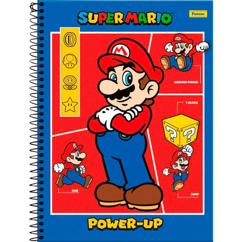 Caderno Foroni Mario Bros 160 folhas un