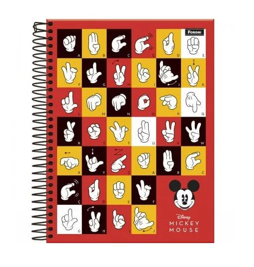 Caderno Colegial 1 Matéria 80 Folhas Mickey Mouse - LC - Papelaria