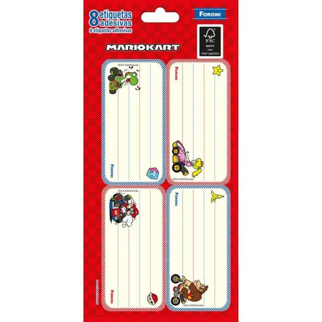 Etiqueta Escolar Mario Kart 8 Unidades - LC - Papelaria