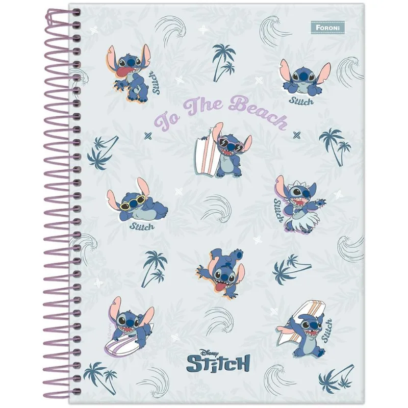 Caderno Colegial 1x1 80 Folhas Capa Dura Stitch