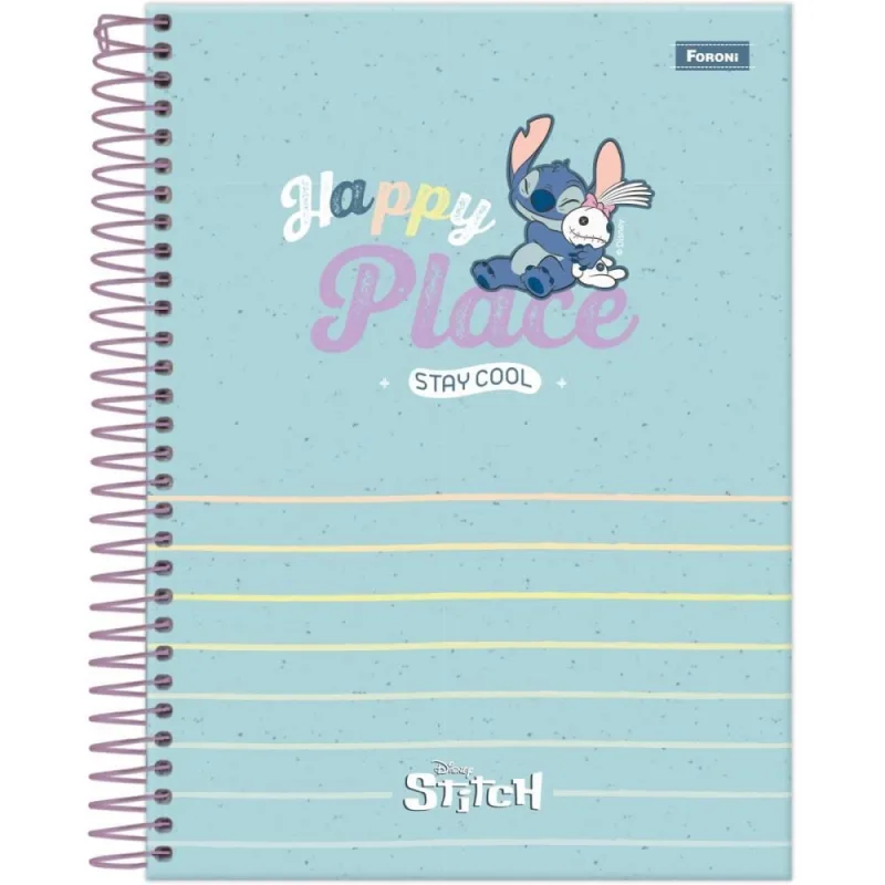 Caderno 01X1 Cp.dura Colegial STITCH 80F PCT.C/04 - FORONI - Papelaria