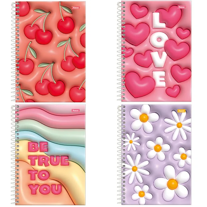 Caderno 1/4 Espiral Capa Dura Nice Cream Sortido 80 Folhas 3169382 - Foroni - Foroni - Papelaria