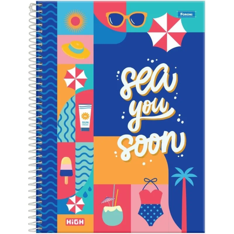 Caderno 12X1 Capa Dura HIGH Feminino 192F PCT.C/04 - FORONI - Papelaria