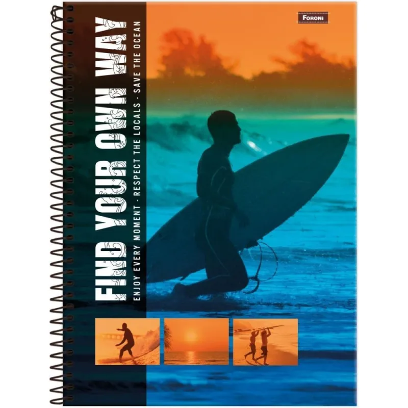Caderno 15X1 Capa Dura Freewave 240F PCT.C/02 - FORONI - Papelaria