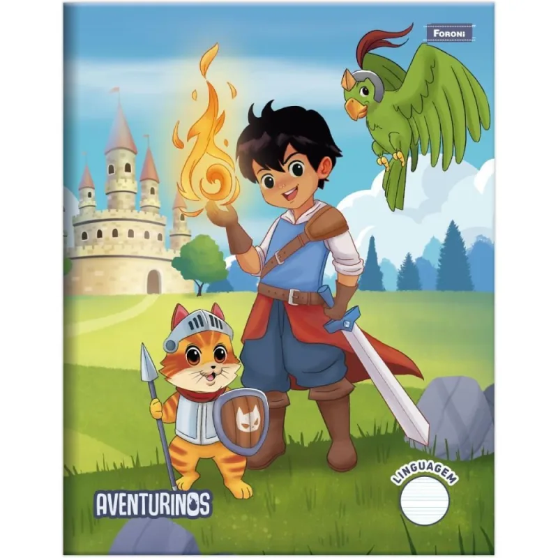 Caderno Linguagem Capa Dura Aventurinos Costurado 40F PCT.C/10 - FORONI - Papelaria