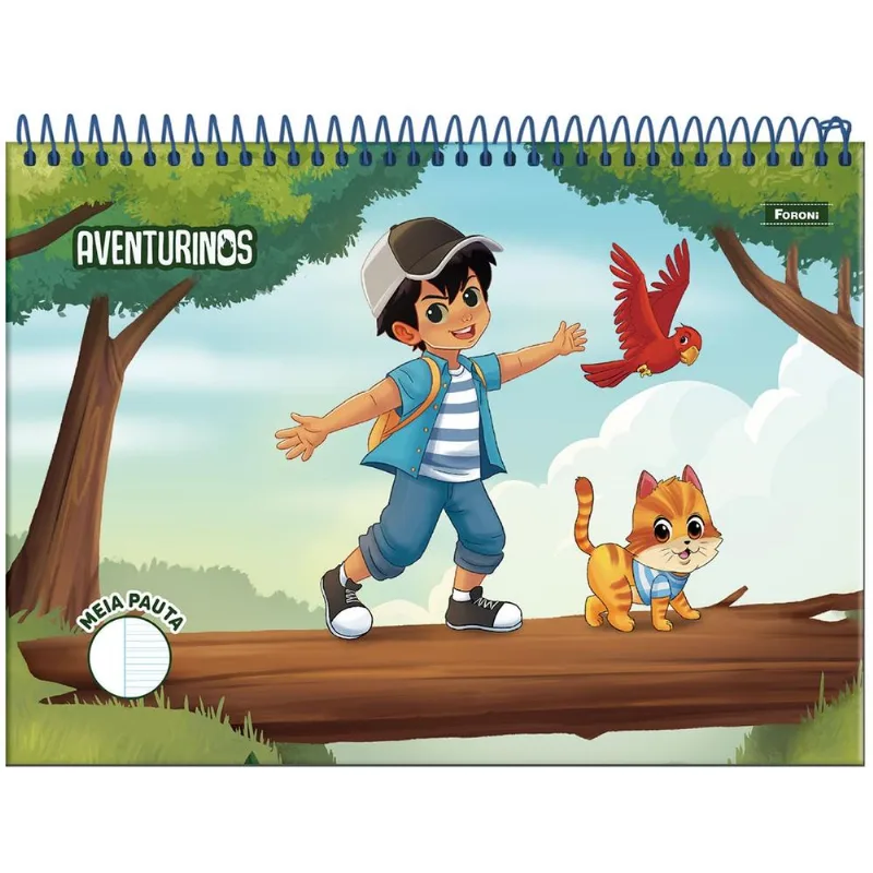 Caderno Meia Pauta 40 Folhas Capa Dura Espiral Alto Aventurinos