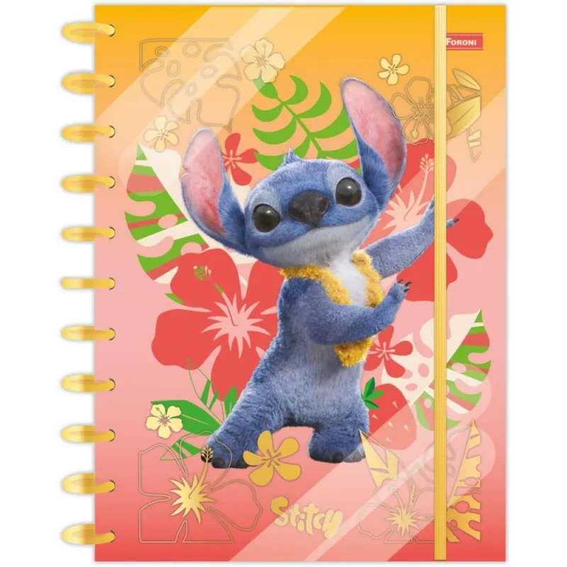 Caderno 01X1 Capa Dura STITCH Movie Disco 80F - FORONI - Papelaria
