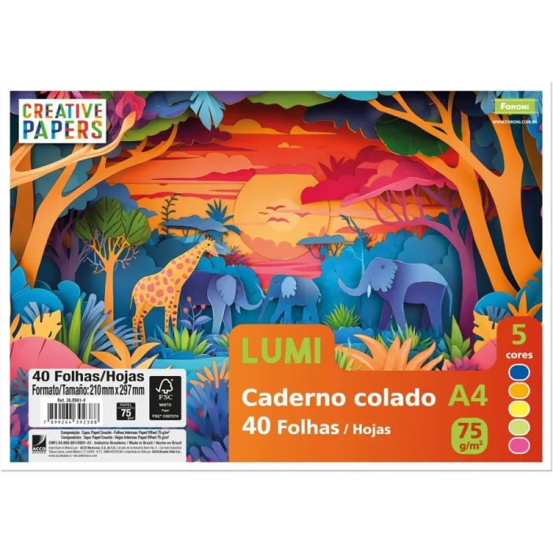 Bloco para Educacao Artistica Creative Paper Lumi 40FLS 75G PCT.C/05 - FORONI - Papelaria