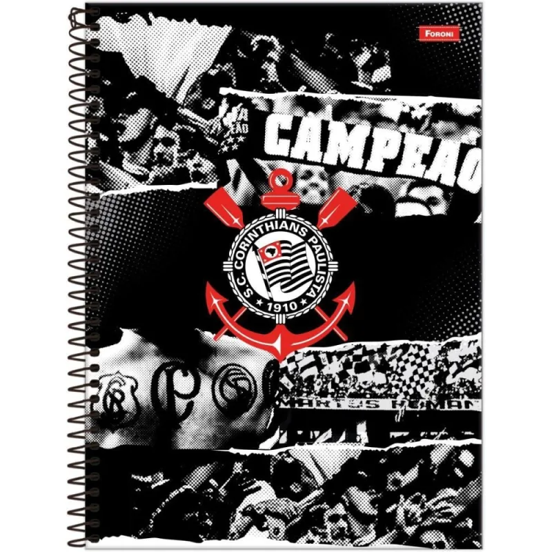Caderno 01X1 Capa Dura Corinthians 80FLS PCT.C/05 - FORONI - Papelaria