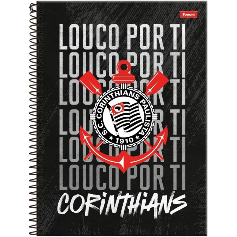 Caderno Brochura 1/4 Capa Dura Corinthians 80FLS PCT.C/05 - FORONI - Papelaria