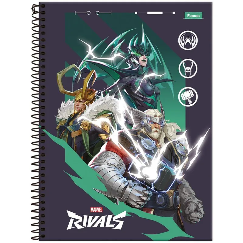 Caderno Universitário 1x1 80 Folhas Capa Dura Marvel Rivals