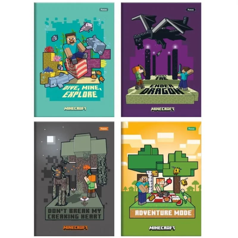Caderno Brochura 1/4 Capa Dura Minecraft 80F PCT.C/05 - FORONI