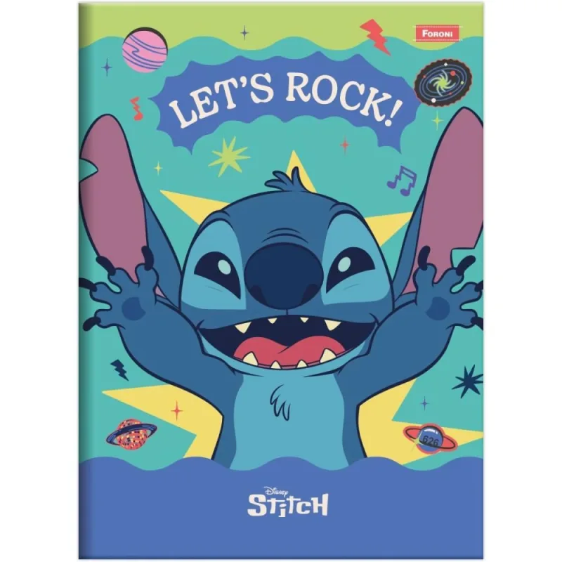 Caderno Brochura 1/4 Capa Dura STITCH 80F PCT.C/05 - FORONI - Papelaria