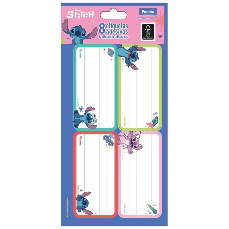 Etiqueta Escolar 8 Unidades Stitch - LC - Papelaria