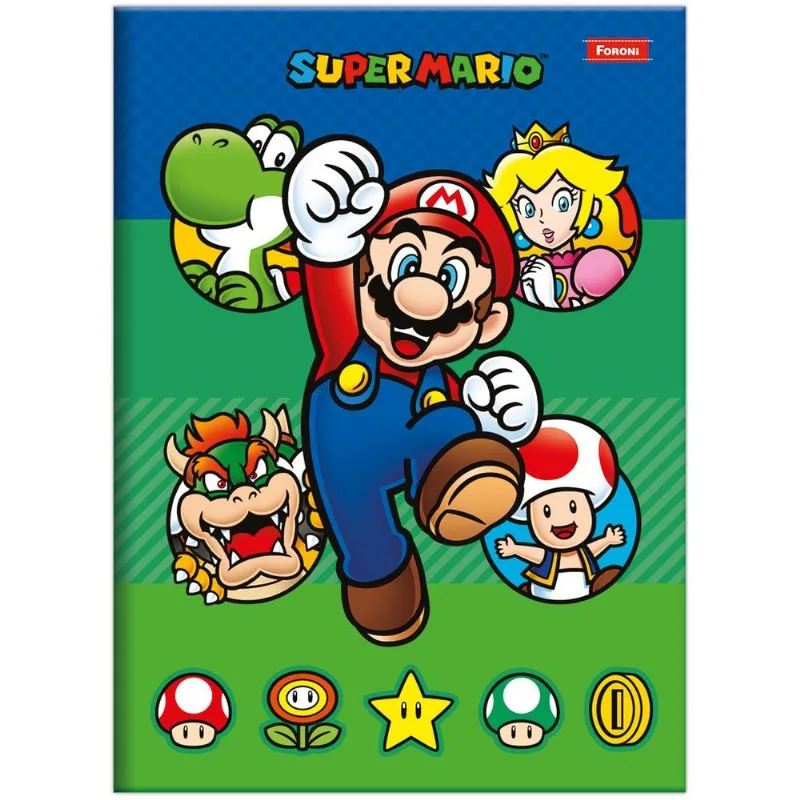 Caderno Linguagem Brochura 80 Folhas Mario Bros