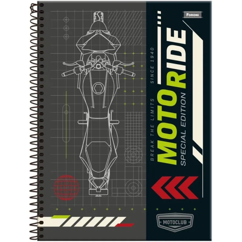 Caderno 01X1 Capa Dura Motoclub 80F PCT.C/04 - FORONI - Papelaria