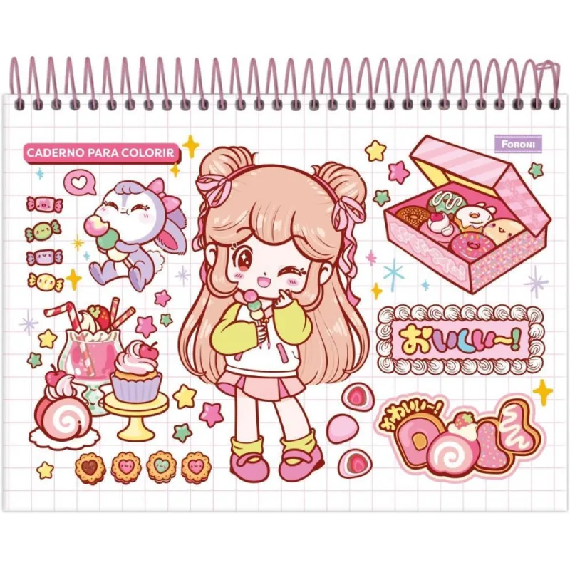Caderno Desenho UNIV Capa Dura DOLL para Colorir 24FLS PCT.C/04 - FORONI - Papelaria