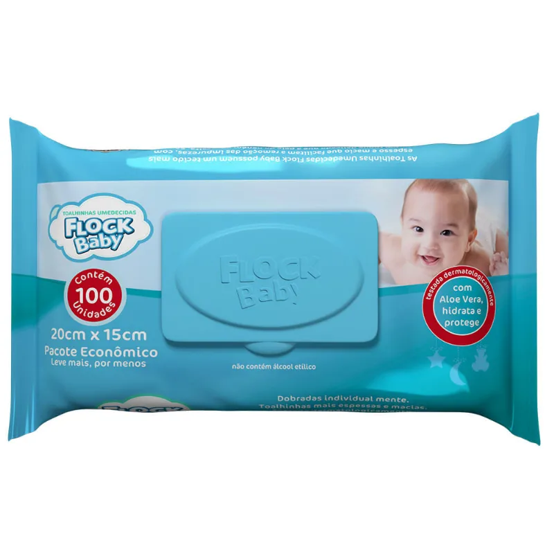 Toalha Umedecida Flock Baby Flowpack 100 Unidades