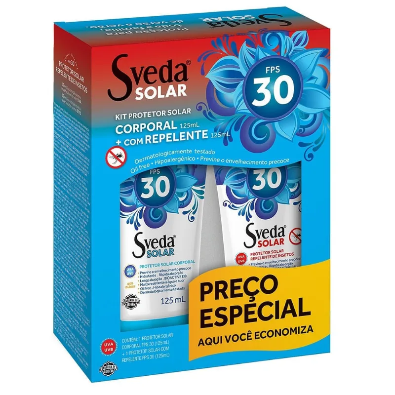 Protetor Solar Sveda Corporal 125ml + Protetor Solar Sveda Repelente FPS30 125ml - Sveda - Beleza E Perfumaria