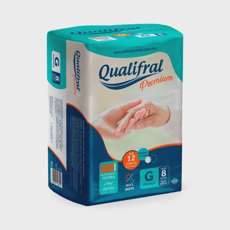 Fralda Geriátrica Qualifral Premium G 8 Unidades